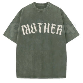 The Matriarch: Mother Gothic Washed Tee – Dark Mystic Graphic Shirt, Vintage Distressed Heavy Cotton Top