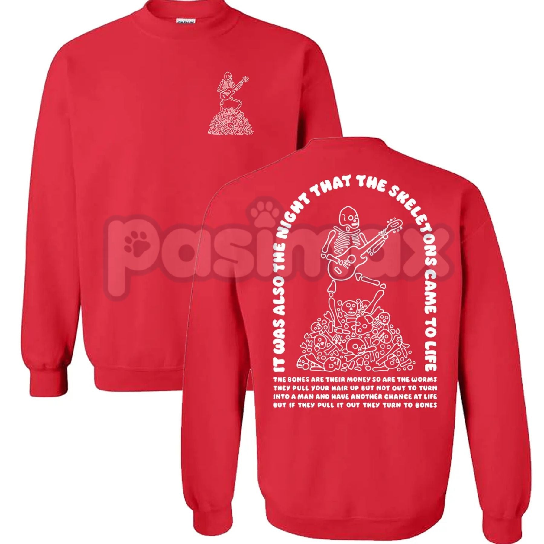 Pasimax The Night That The Skeletons Came To Life Unisex Sweatshirt | Absurdist Spooky Cute Jumper | Niche Meme Apparel Gift 
