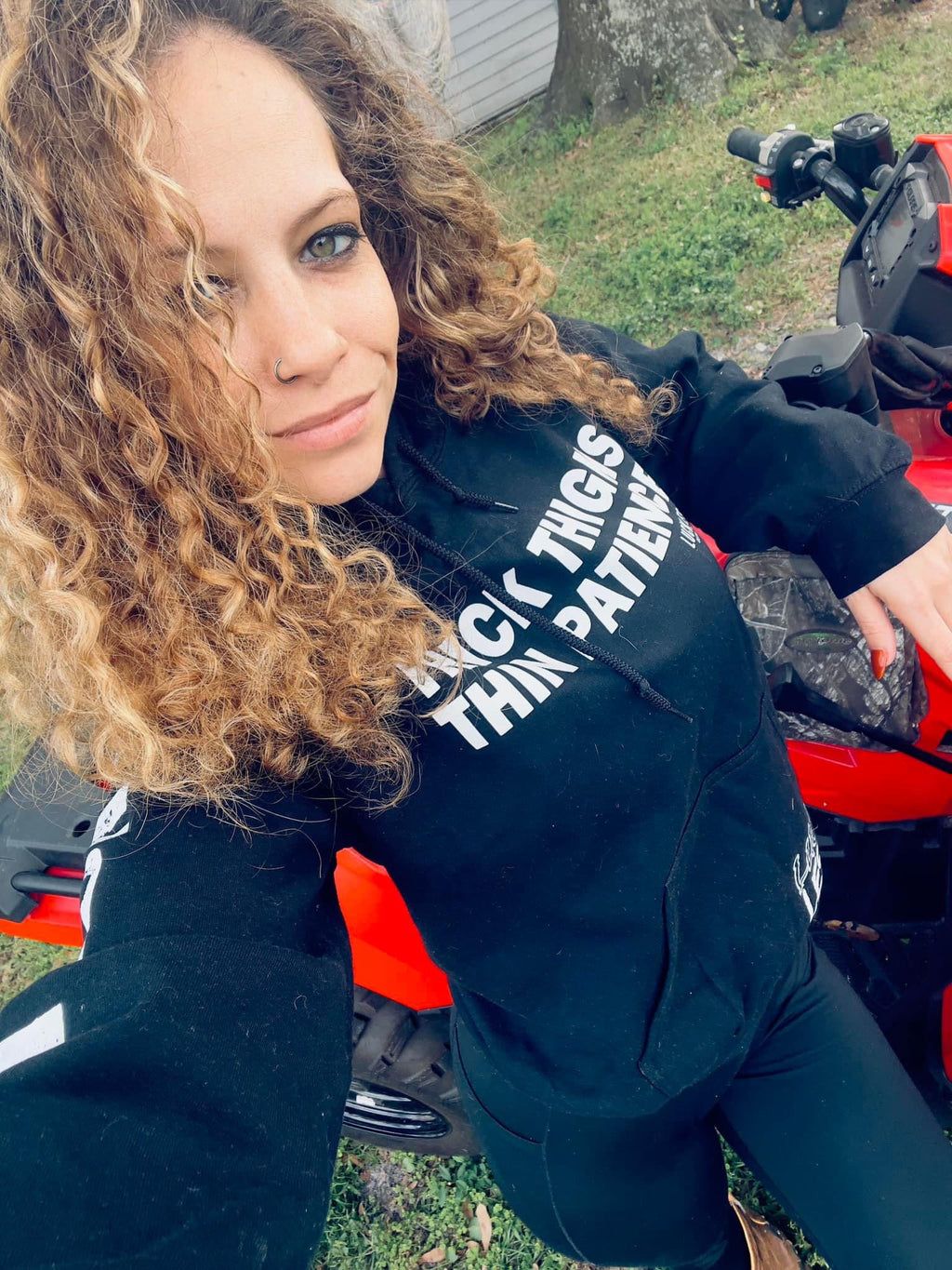 Luckless Outfitters Thick Thighs Thin Patience Hoodie — size reference