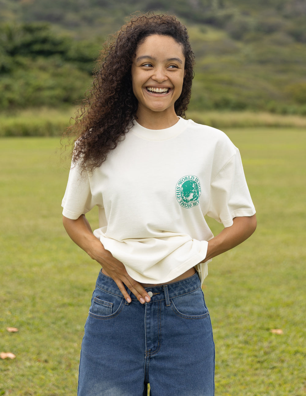 Elevated Faith This World Is Not Your Home Unisex Tee — Elevated Faith branding close-up