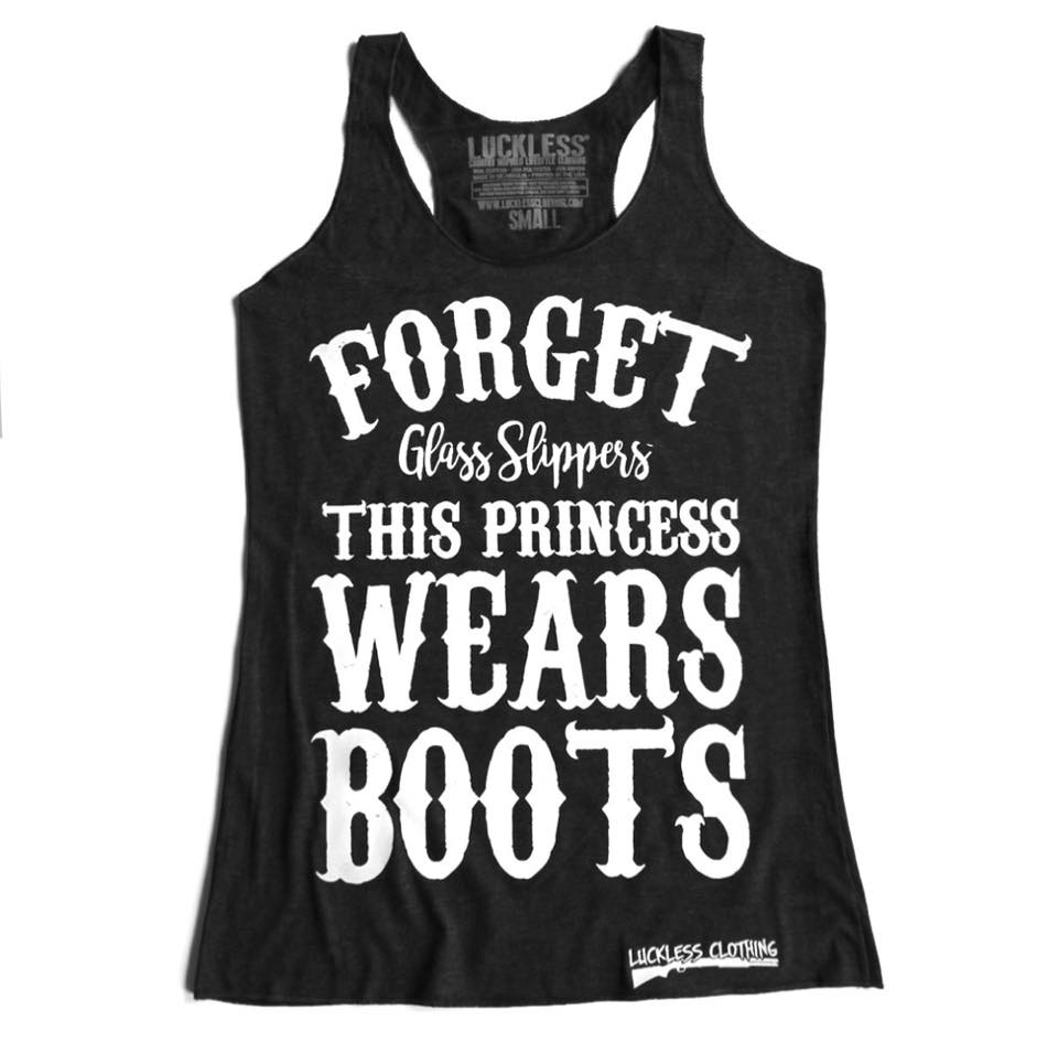 Luckless Outfitters This Princess Wears Boots Tank Top — main product shot