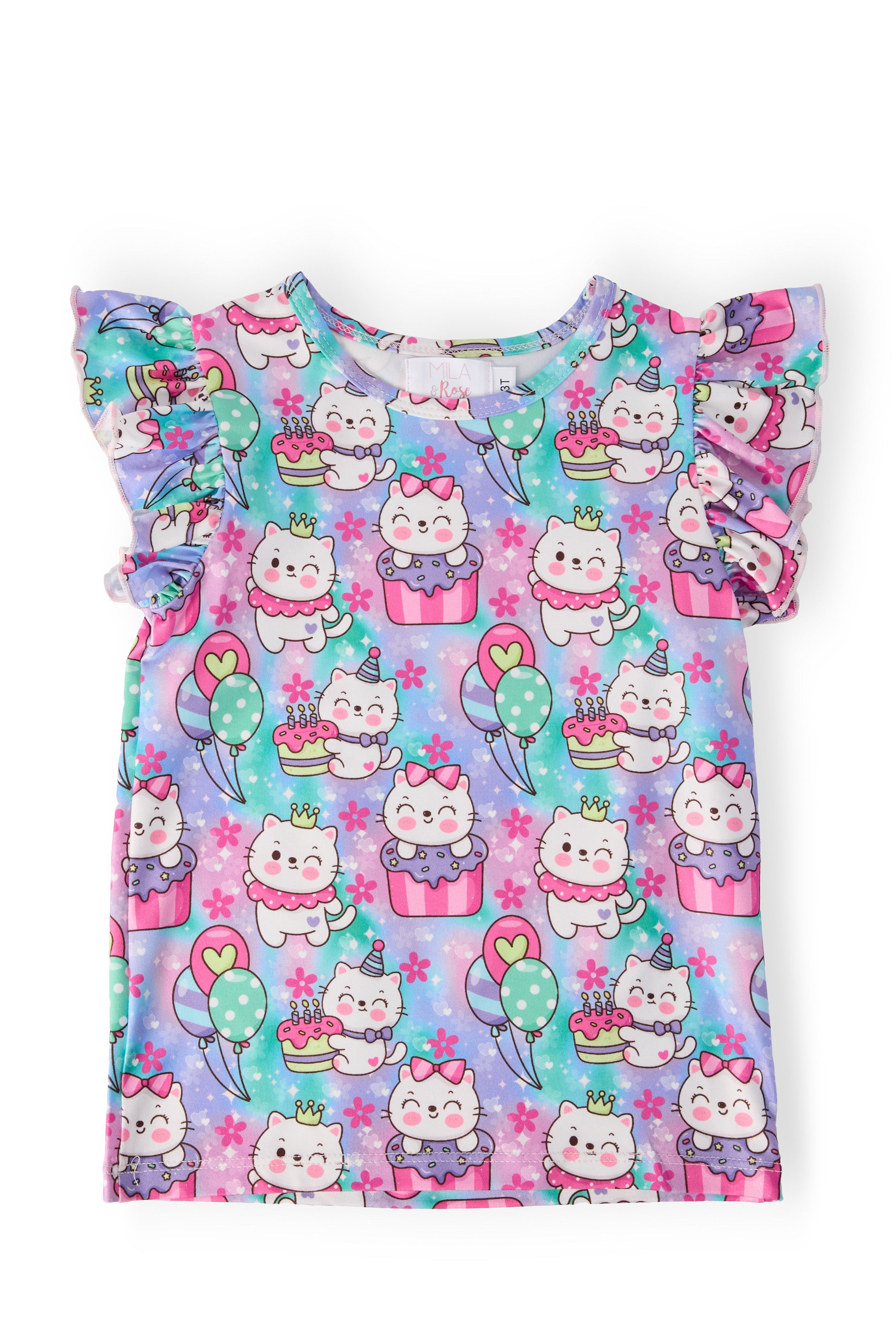 Mila & Rose ® Time To Purr-ty S/S Ruffle Tee — main product shot