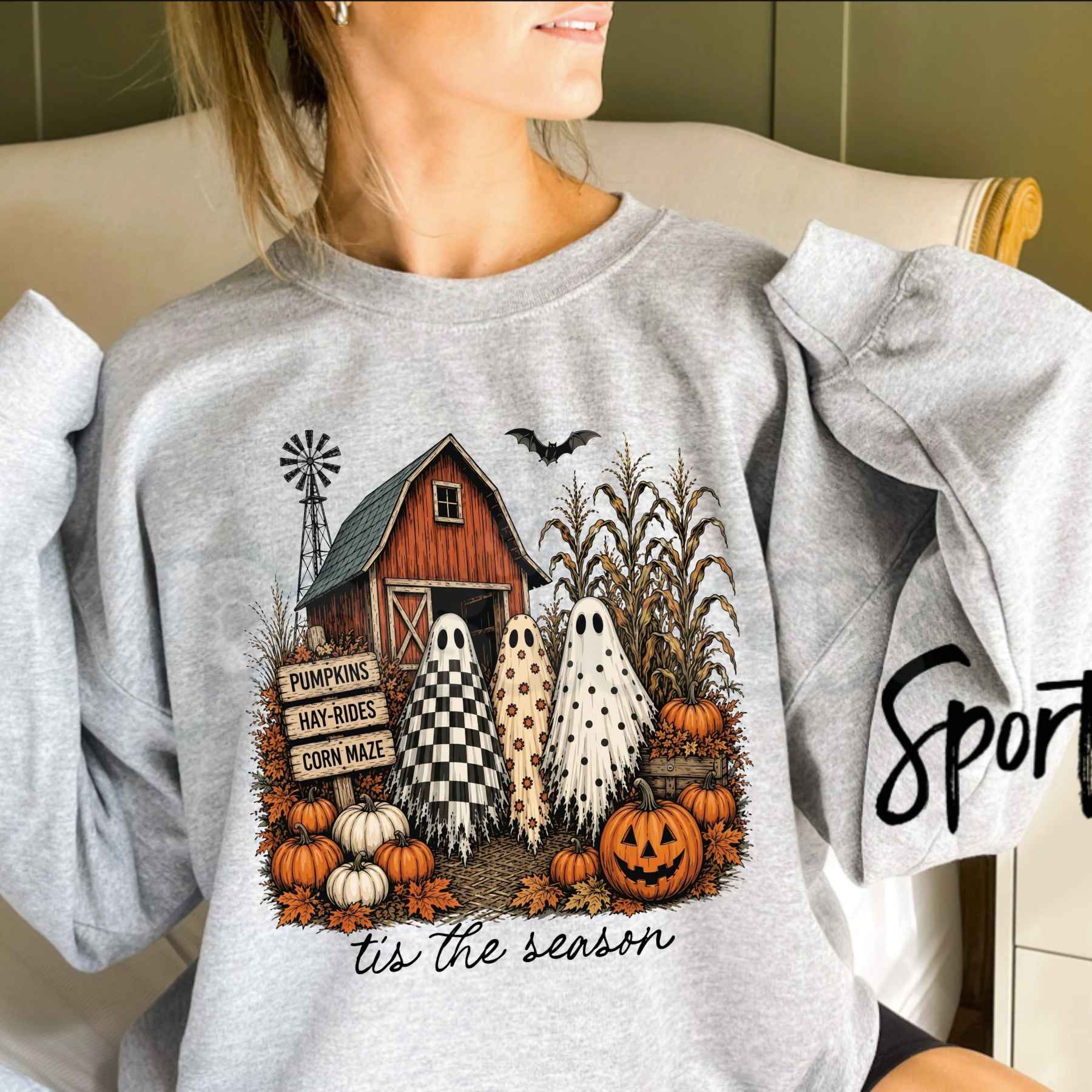 Tis The Season Ghost Trio Sweatshirt | Pumpkin Patch Ghosts Shirt