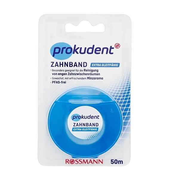 Prokudent Mint Flavored Waxed Dental Floss - 50m PFAS-Free for Effective Interdental Cleaning