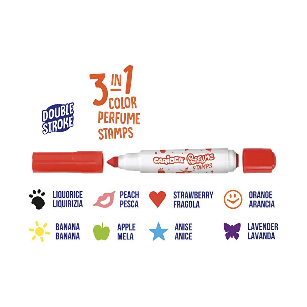 Carioca Scented Marking Pens - 8 Non-Toxic, Washable, Double-Tipped Markers for Kids and Artists