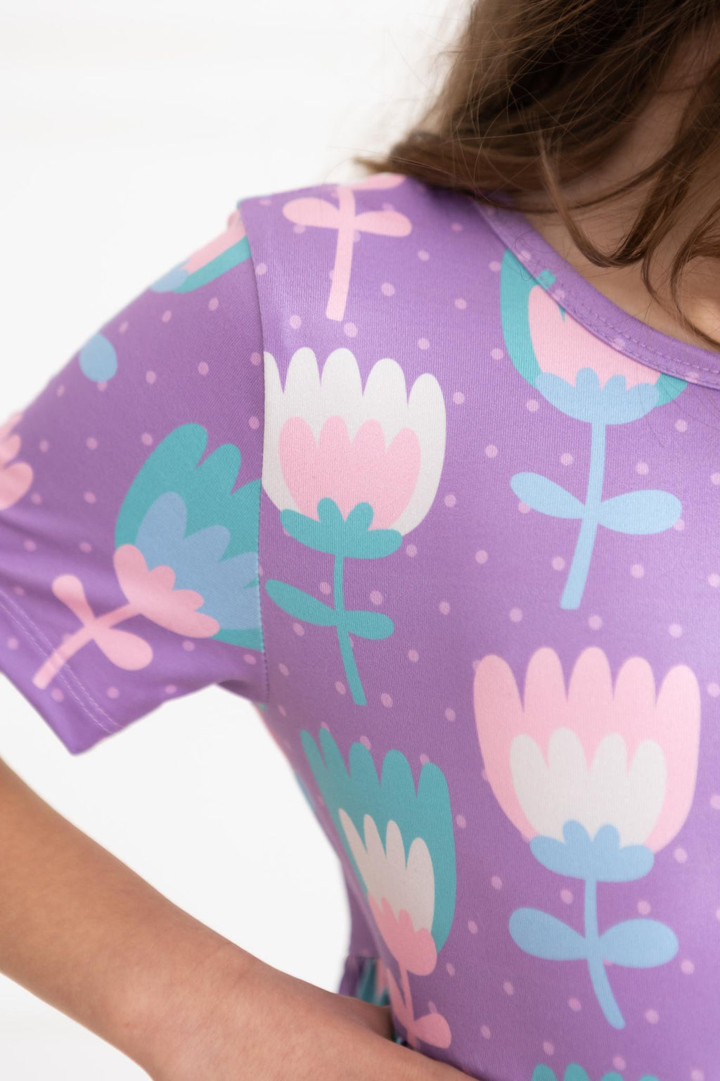 Mila & Rose ® SALE Too Cool Tulips S/S Pocket Twirl Dress — detail close-up