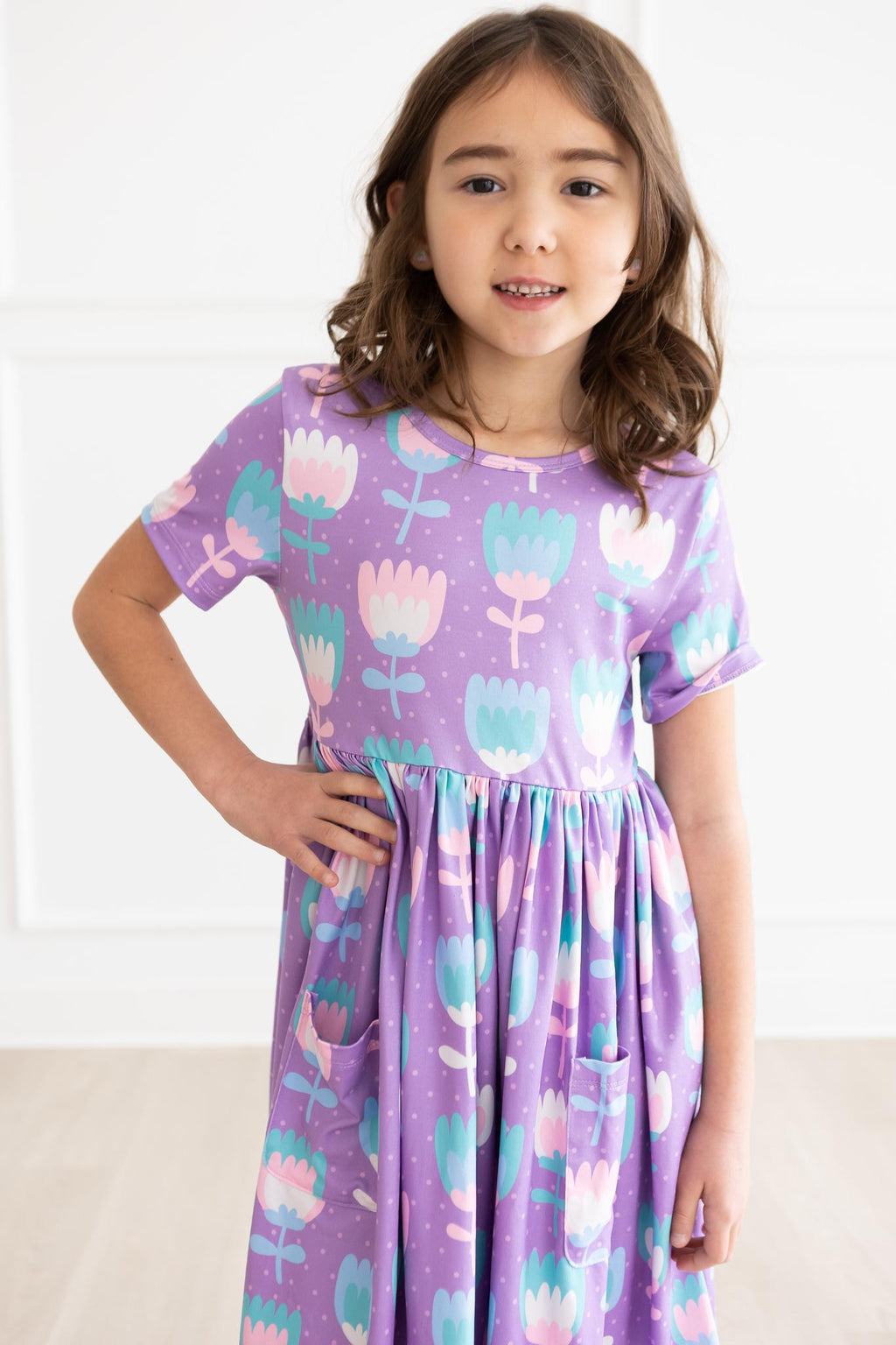 Mila & Rose ® SALE Too Cool Tulips S/S Pocket Twirl Dress — lifestyle context