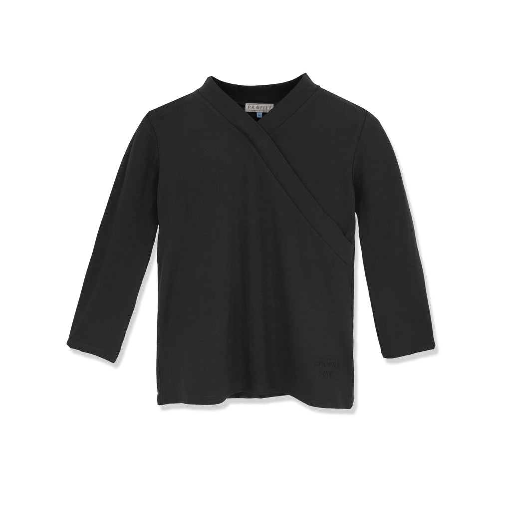 profile-nyc FAUX WRAP MODAL T SHIRT — fabric or material detail