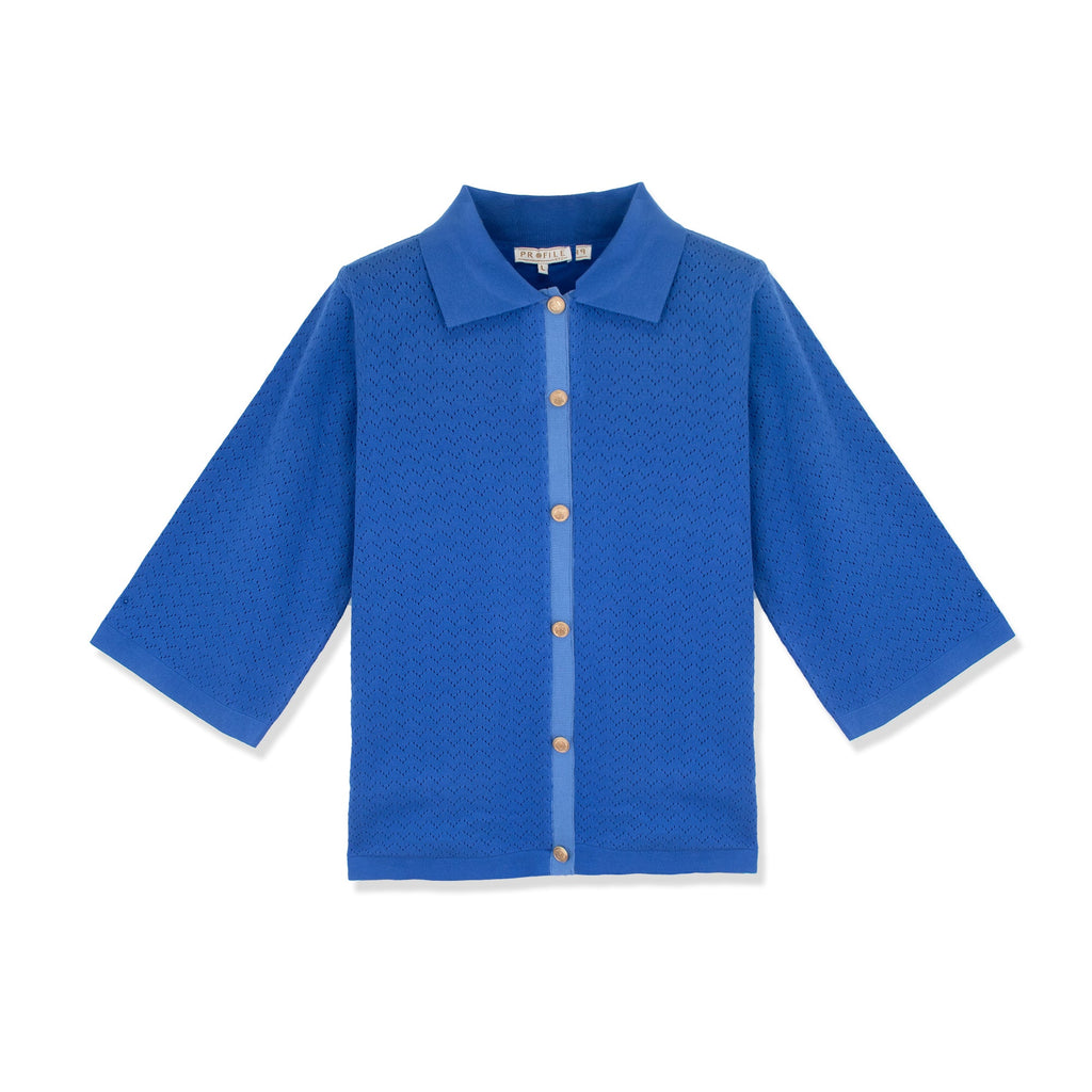 profile-nyc EYELET KNIT POLO — side view