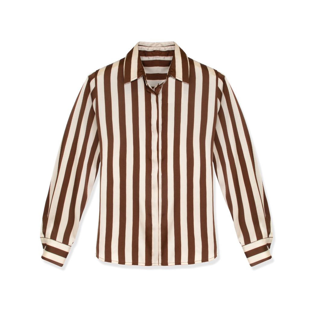 profile-nyc STRIPED  SILKY BLOUSE — back view