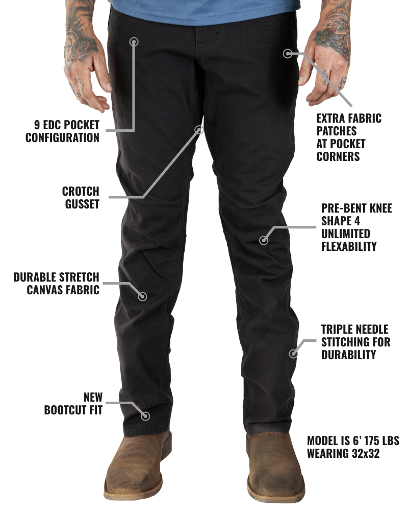Off The Grid Surplus Trailblazer Boot Cut Pants - Black — lifestyle context