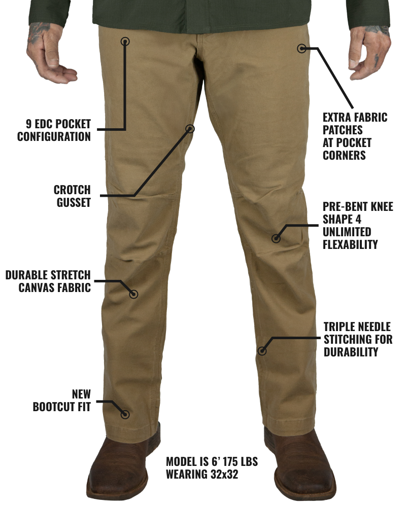 Off The Grid Surplus Trailblazer Boot Cut Pants - Coyote — lifestyle context