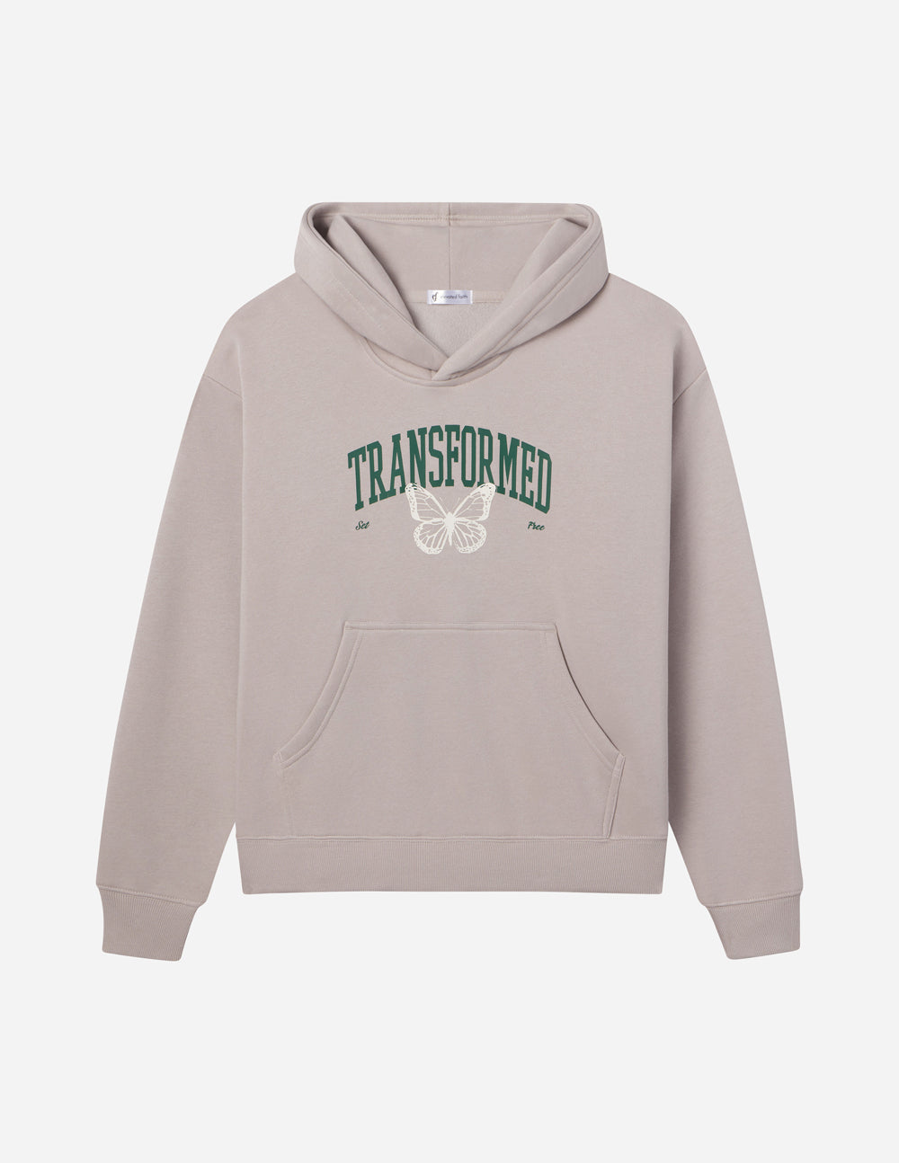 Elevated Faith Transformed Grey Unisex Hoodie — lifestyle worn / used context