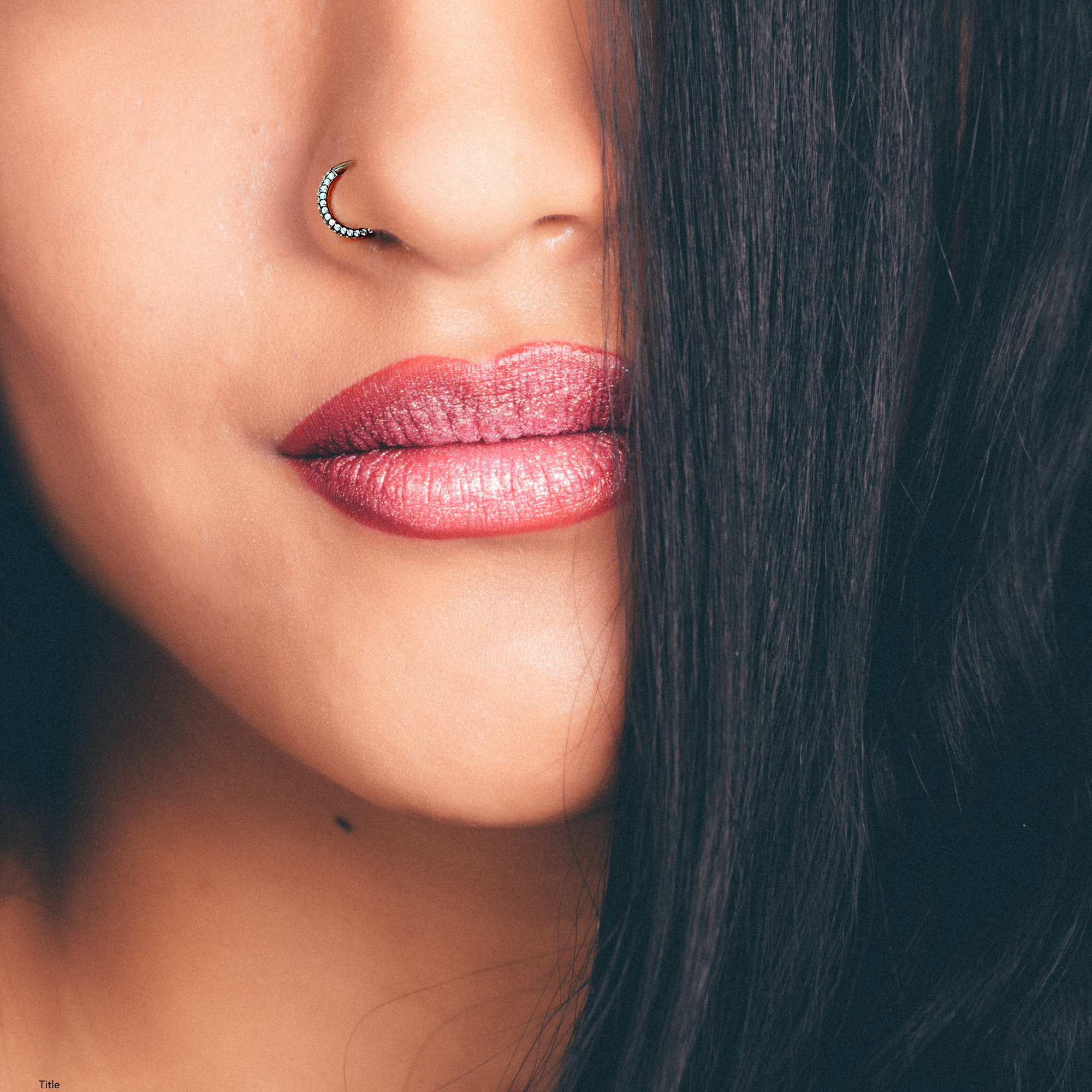 BodyCandy 18G Implant Grade Titanium Triple Sided Micro Gem Hinged Nose Hoop — fabric or material detail