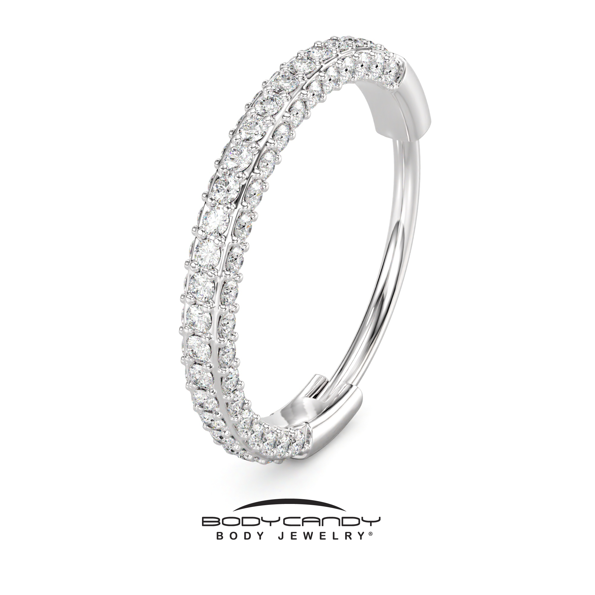 BodyCandy 18G Implant Grade Titanium Triple Sided Micro Gem Hinged Nose Hoop — back view