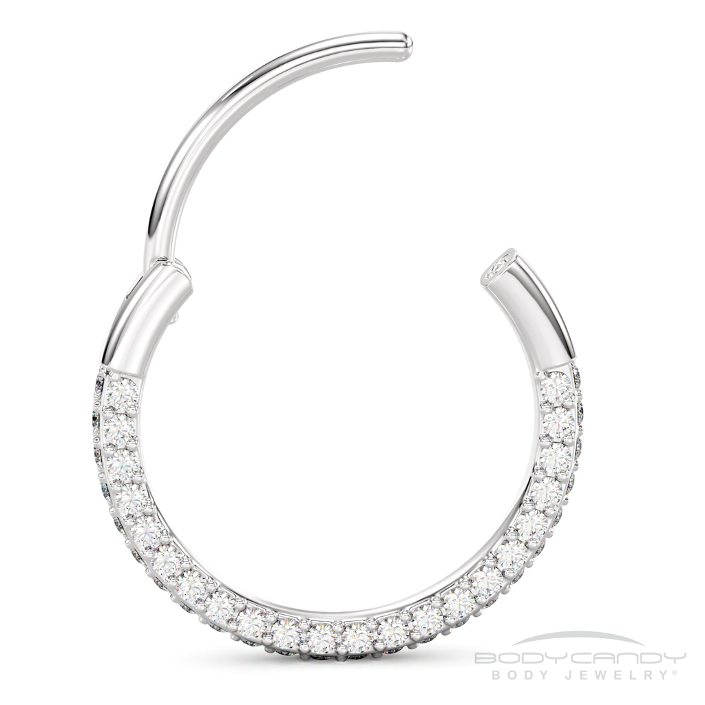 BodyCandy 20G Implant Grade Titanium Triple Sided Micro Gem Hinged Nose Hoop — side view