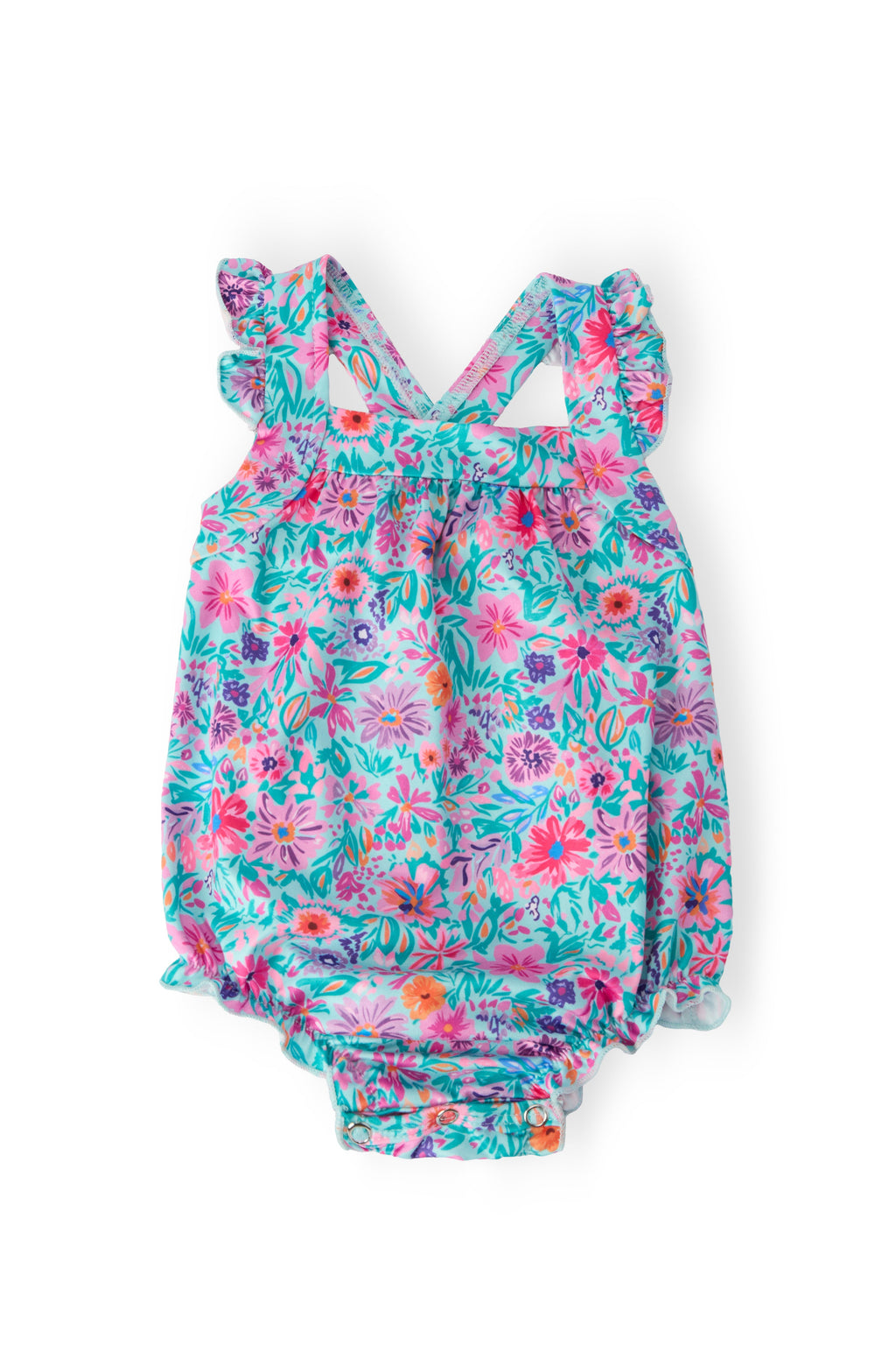 Mila & Rose ® Tropical Garden Ruffle Cross Back Romper — main product shot