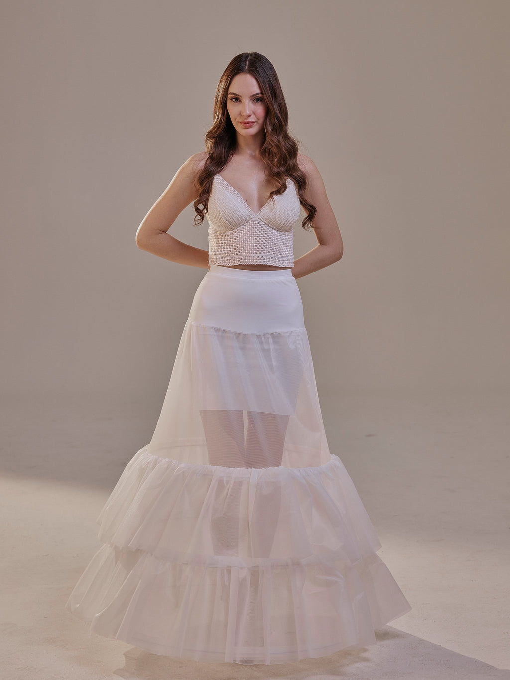 Trumpet Petticoat Skirt with Waist Corsage and 3 Hoops , Bridal Crinoline Slip – Bridal Port