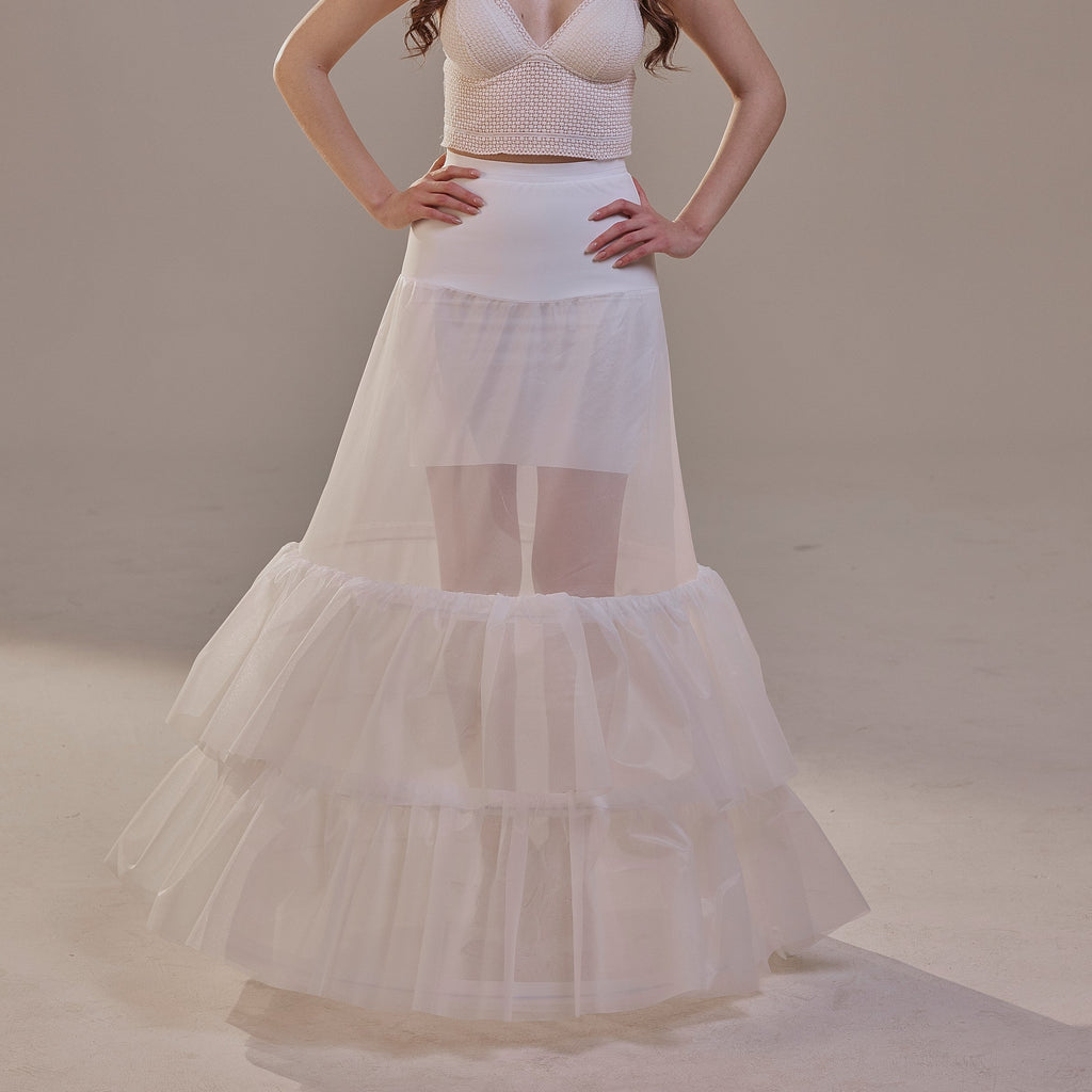 Trumpet Petticoat Skirt with Waist Corsage and 3 Hoops , Bridal Crinoline Slip – Bridal Port, view 3