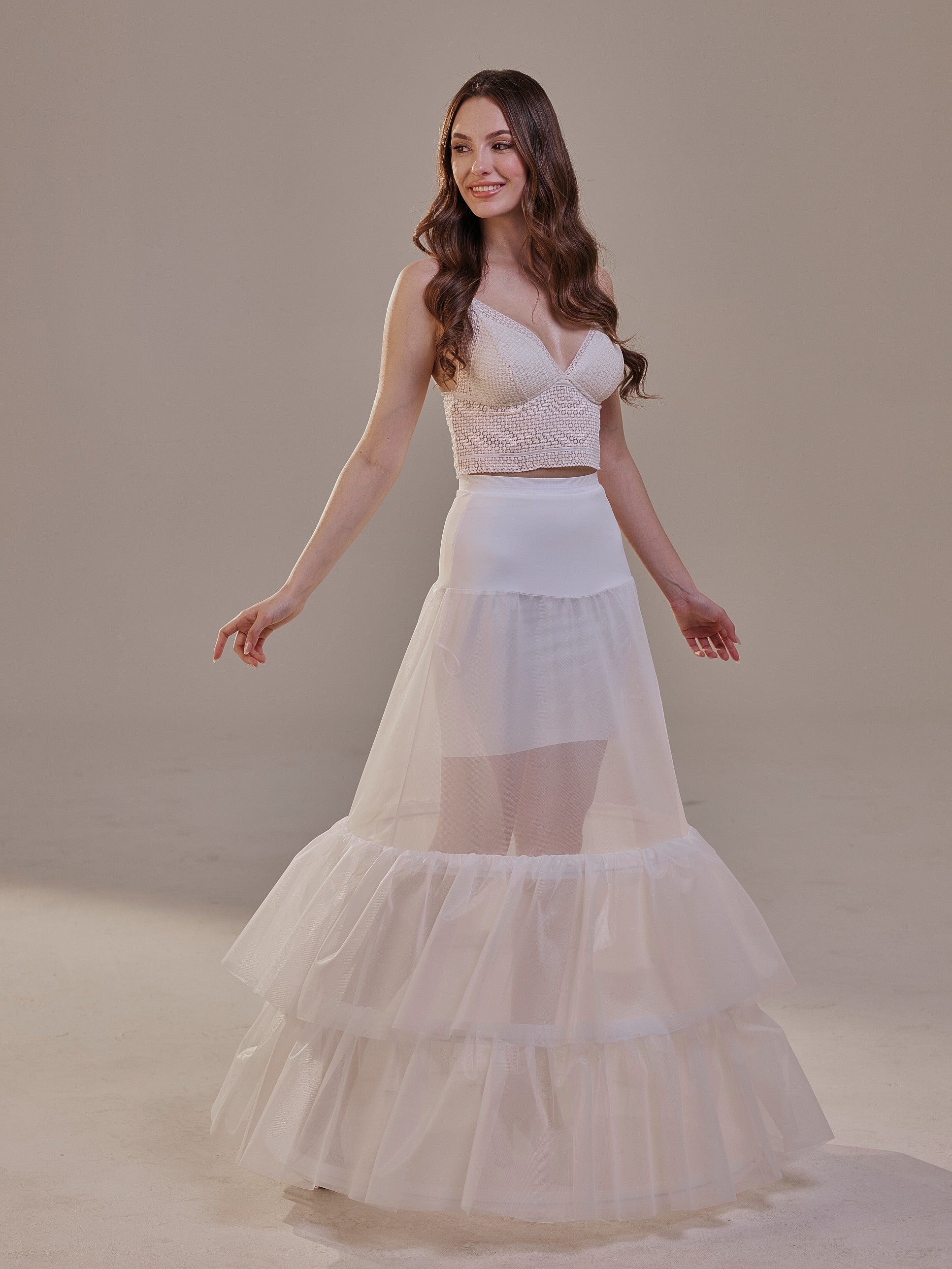 Trumpet Petticoat Skirt with Waist Corsage and 3 Hoops , Bridal Crinoline Slip – Bridal Port, view 6