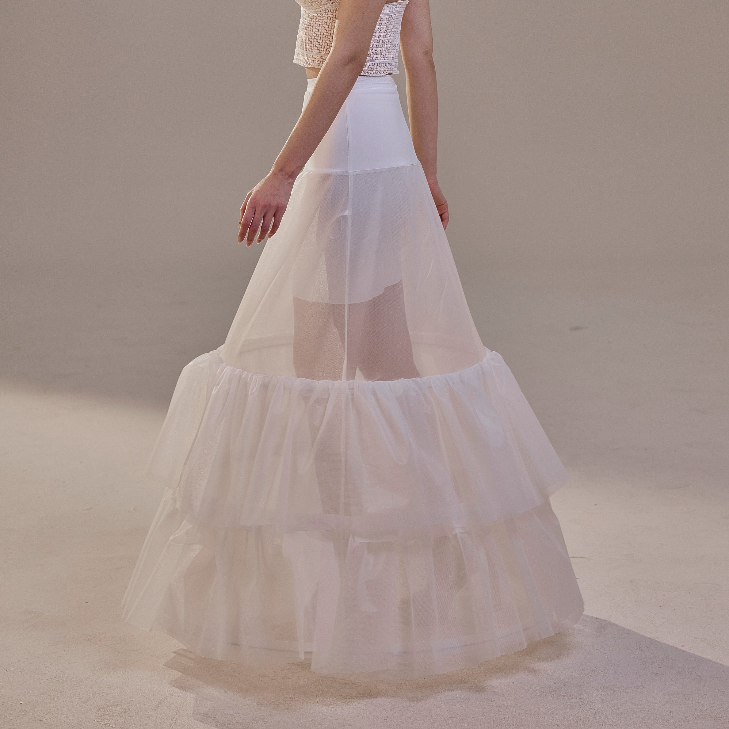 Trumpet Petticoat Skirt with Waist Corsage and 3 Hoops , Bridal Crinoline Slip – Bridal Port, view 8