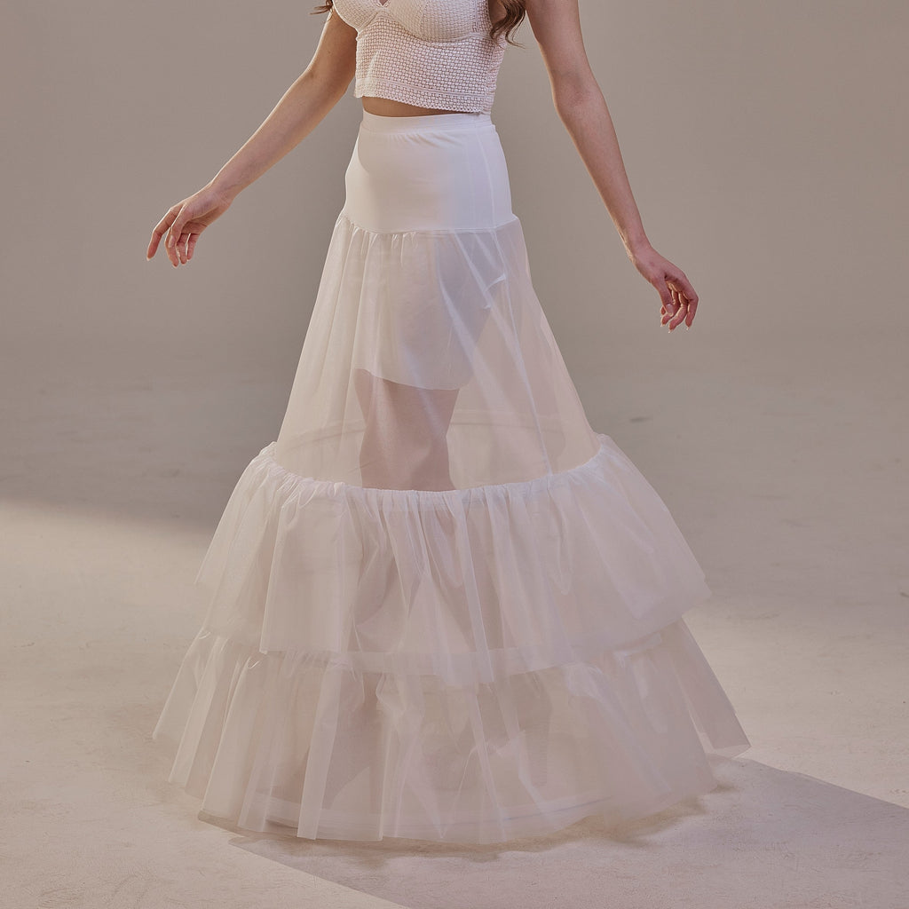 Trumpet Petticoat Skirt with Waist Corsage and 3 Hoops , Bridal Crinoline Slip – Bridal Port, view 9
