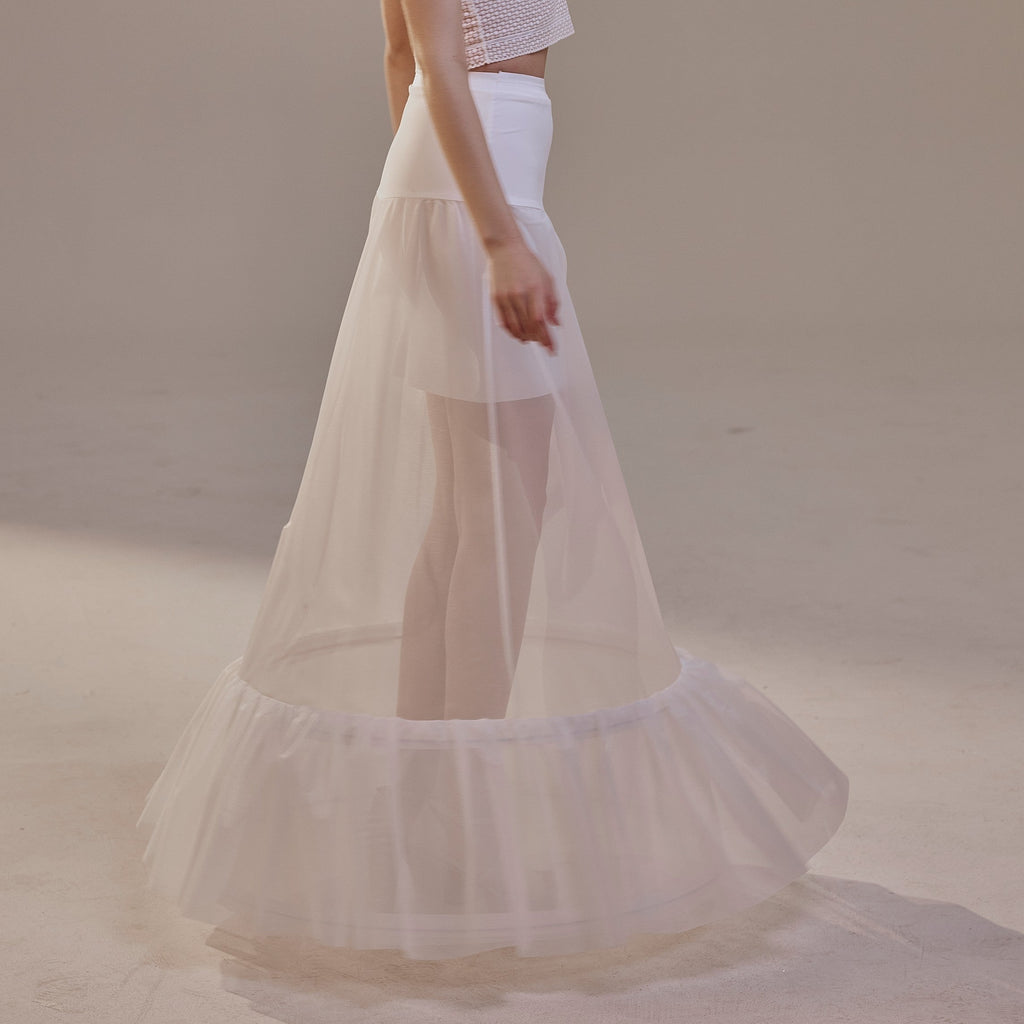 Trumpet Petticoat Skirt with Waist Corsage , Bridal Crinoline Slip – Bridal Port, view 2