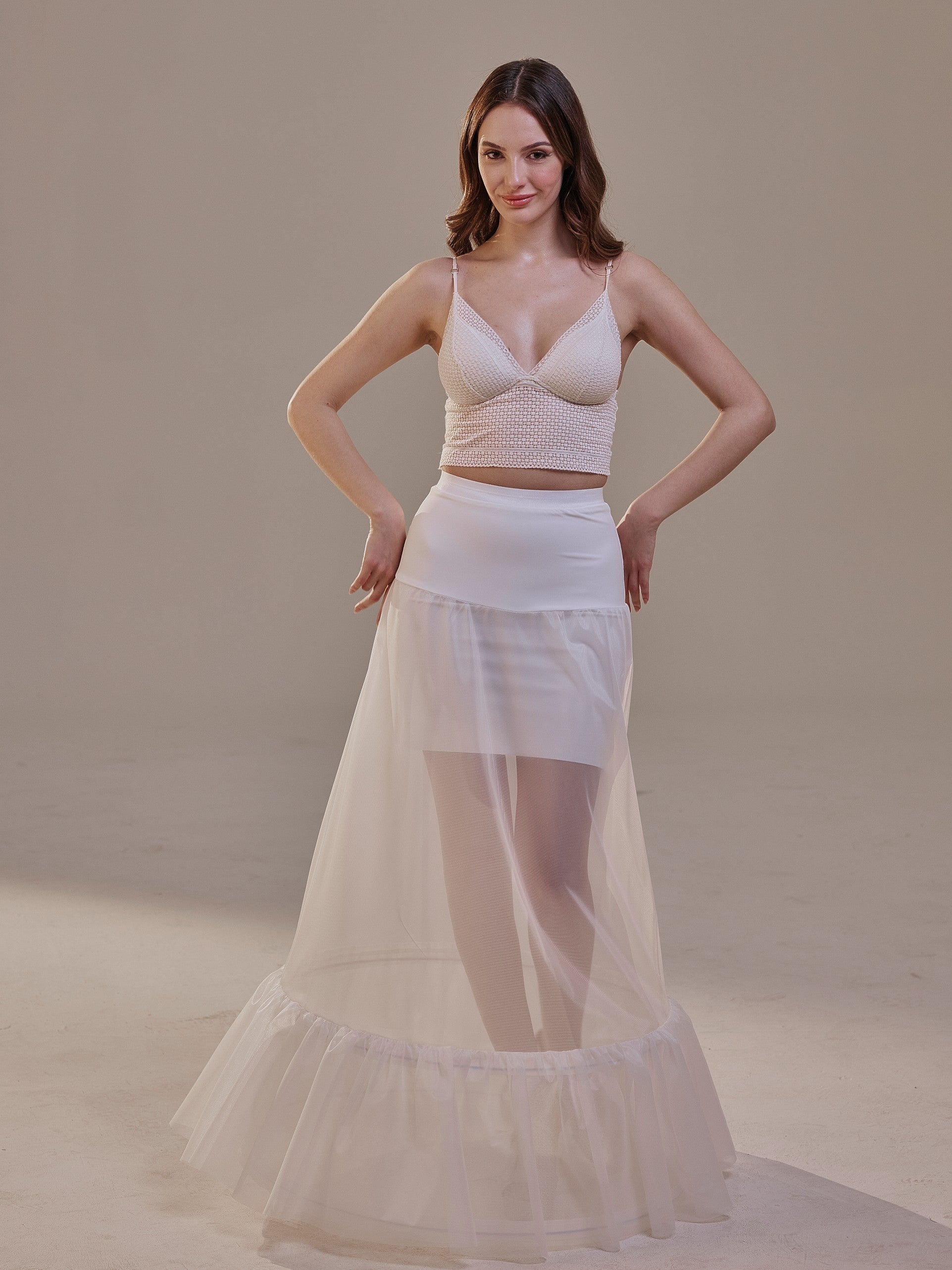 Trumpet Petticoat Skirt with Waist Corsage , Bridal Crinoline Slip – Bridal Port, view 7