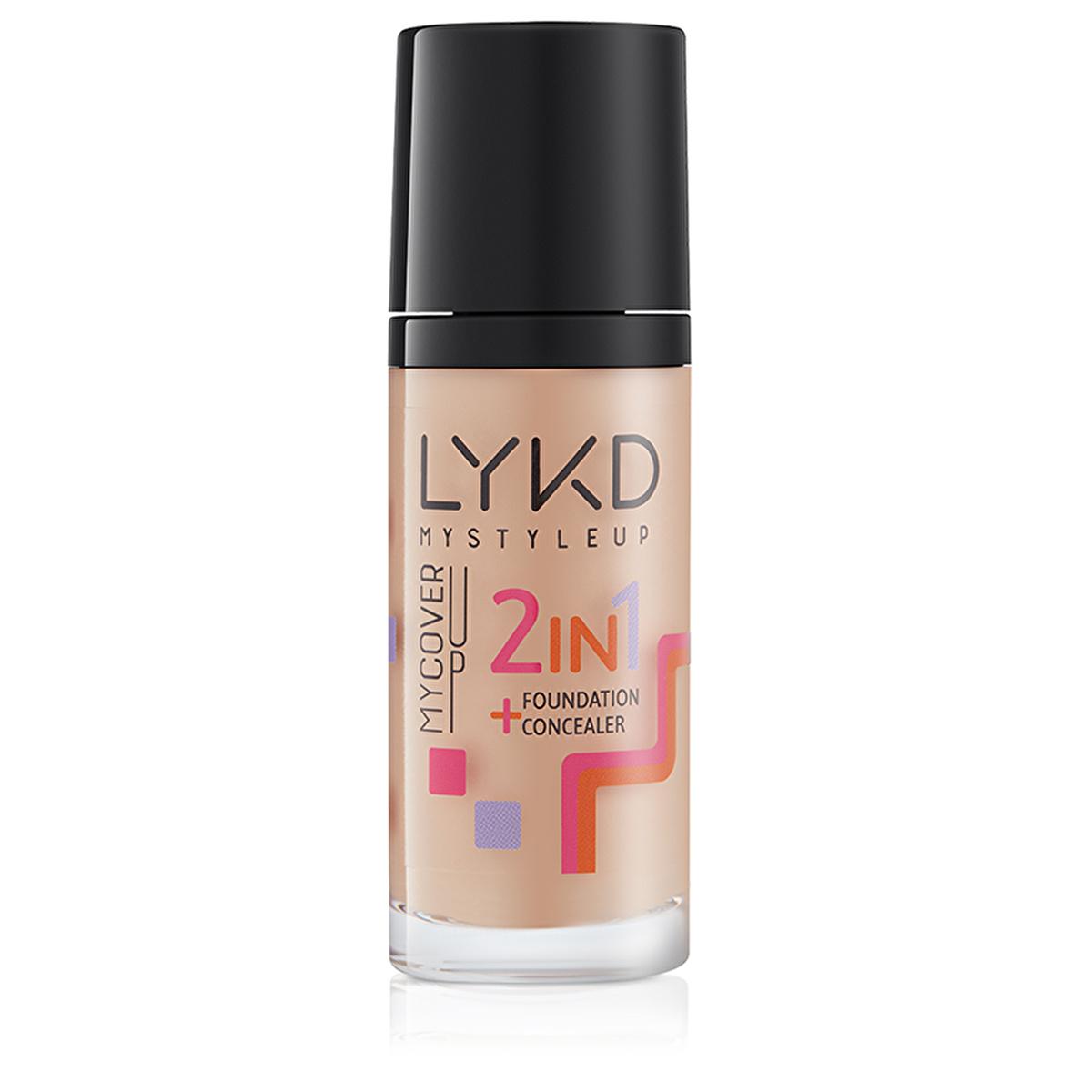 LYKD 2 in 1 Foundation Makeup - Natural Beige, Long-Lasting, Nourishing with Honey and Vitamin C