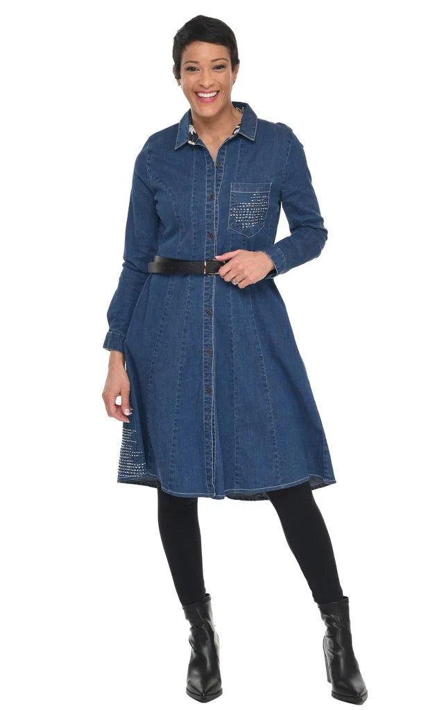 KADOU BOUTIQUE Tulip Elsa Denim Dress — lifestyle context