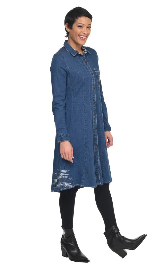 KADOU BOUTIQUE Tulip Elsa Denim Dress — detail close-up