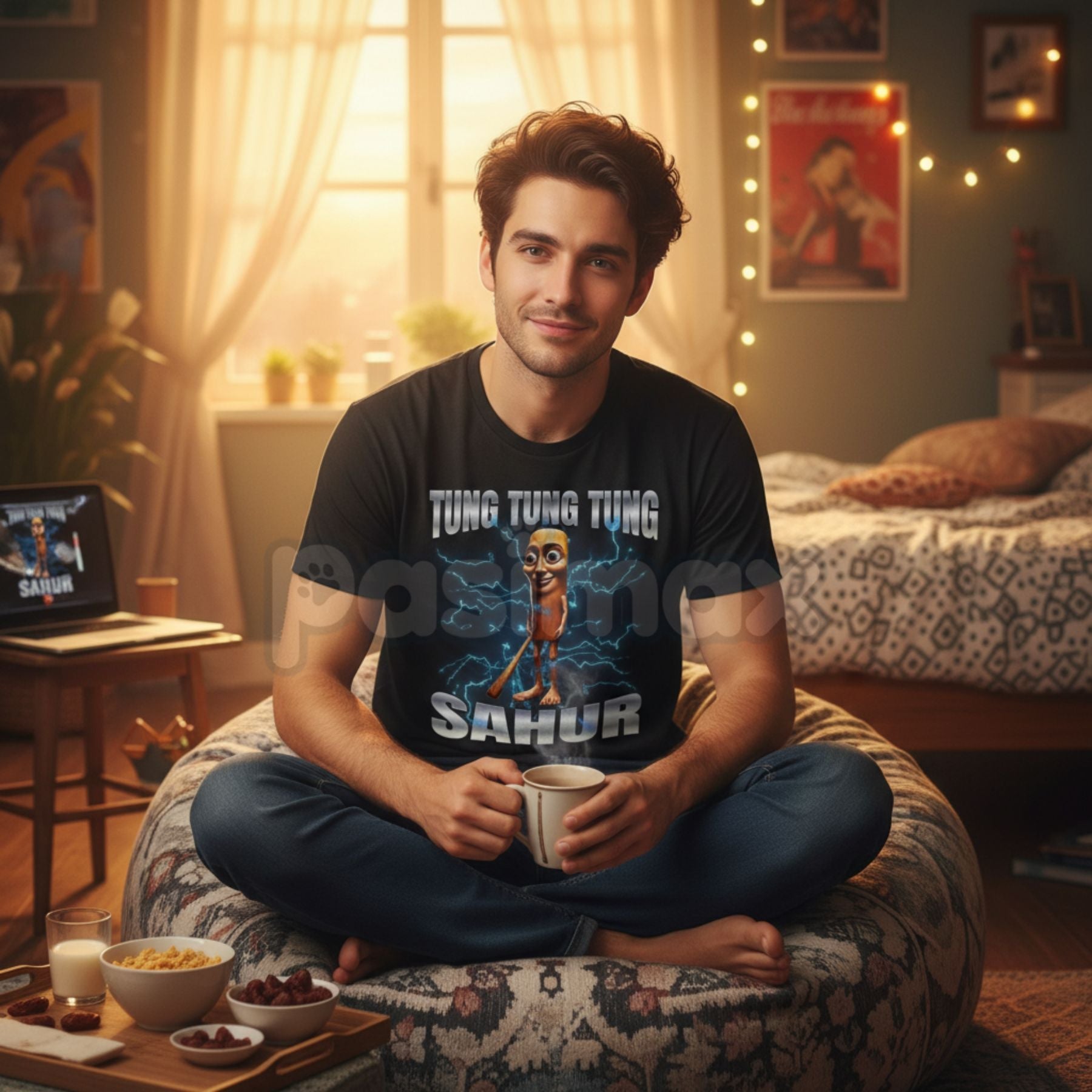 "Tung Tung Tung Sahur" Traditional Design T-Shirt – Festive Ramadan Beat Graphic Tee, Premium 100% Cotton Cultural Heritage Top, Soft Lived-In Heavyweight Comfort Shirt, Made in USA