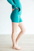 Mila & Rose ® SALE Turbo Teal Active Shorty Shorts — main product shot