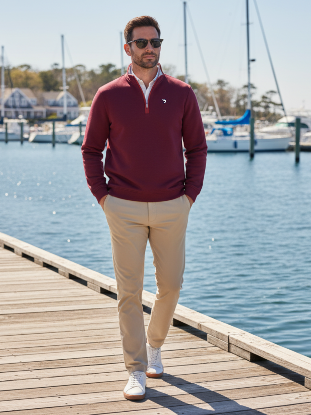 White Water Life Turnberry Quarter Zip Smooth Knit — detail close-up
