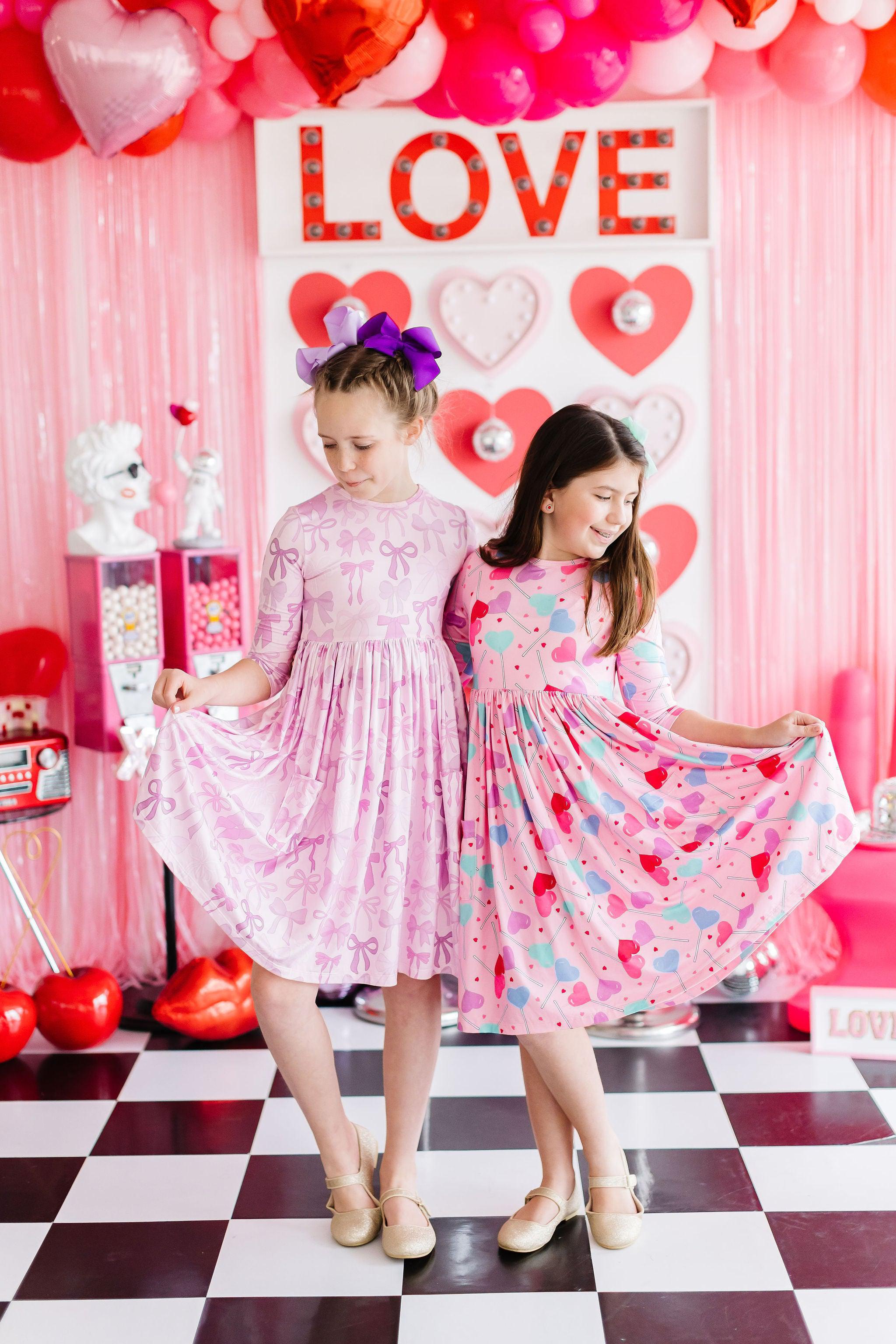 Mila & Rose ® Sucker for You 3/4 Sleeve Pocket Twirl Dress — in-use photo