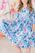 Mila & Rose ® Twirling in Teal 3/4 Sleeve Pocket Twirl Dress — main product shot