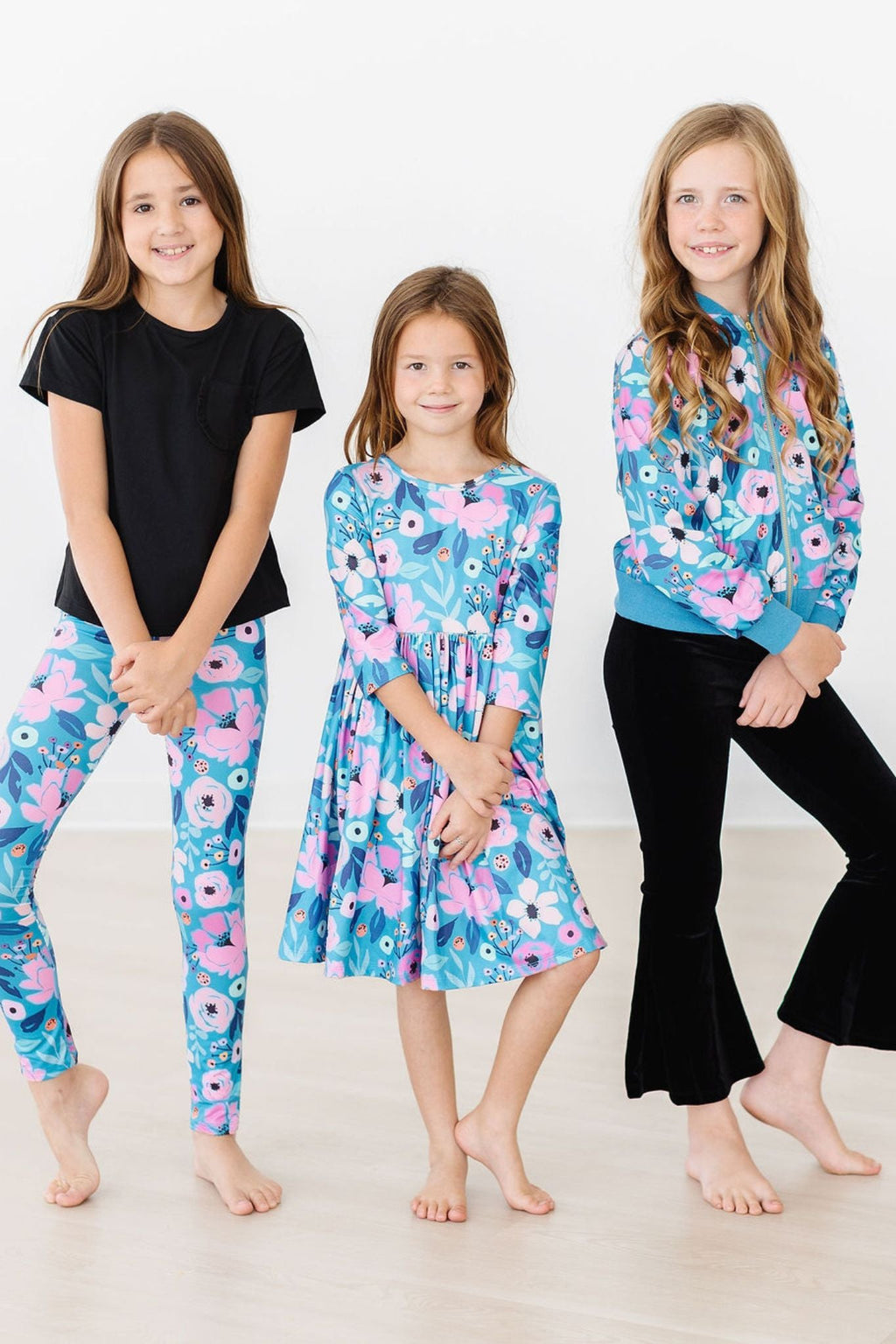 Mila & Rose ® Twirling in Teal Satin Jacket — detail close-up