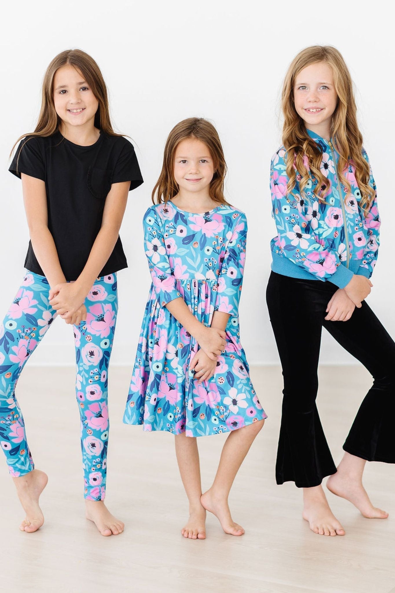 Mila & Rose ® Twirling in Teal Satin Jacket — detail close-up