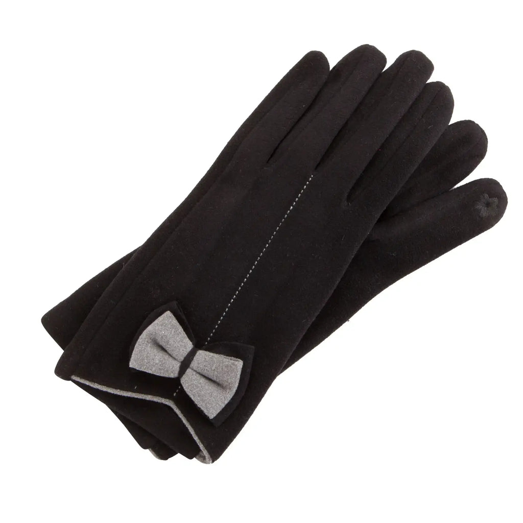 KADOU BOUTIQUE Two Tone with Bow Gloves — detail close-up