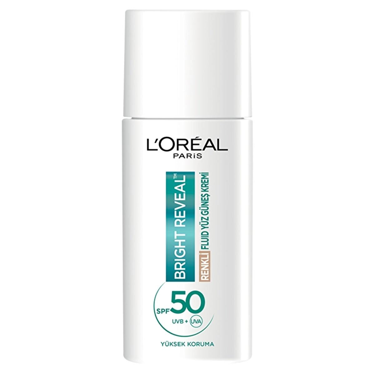 Loreal Paris Bright Reveal SPF 50+ Anti-Dark Spot Colored Fluid Daily Face Sunscreen 50ml - Light