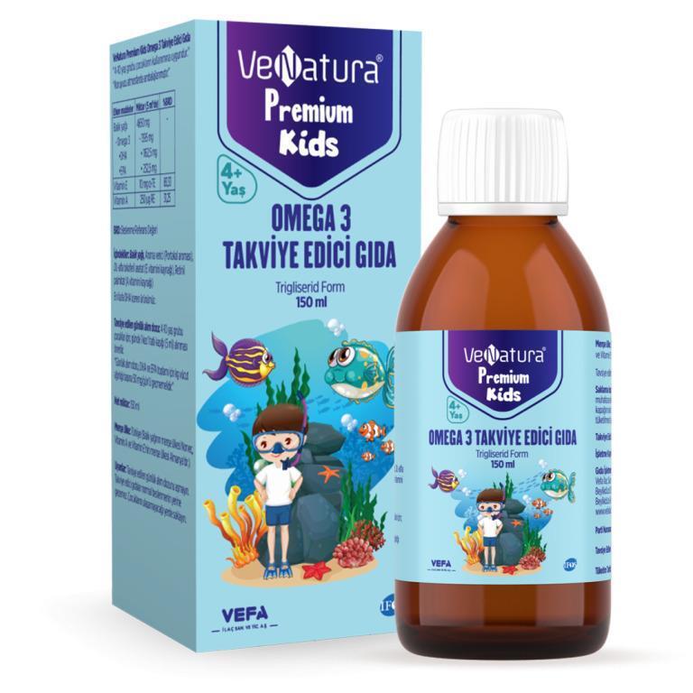 VeNatura Kids Premium Omega 3 Supplement: Delicious Orange Flavor for Brain & Immune Support (150ml)