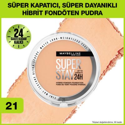 Maybelline Superstay Hybrid Powder Foundation - 30: 24H Matte Finish, Full Coverage, Water-Resistant & Vegan - Your Long-Lasting Flawless Look Awaits.