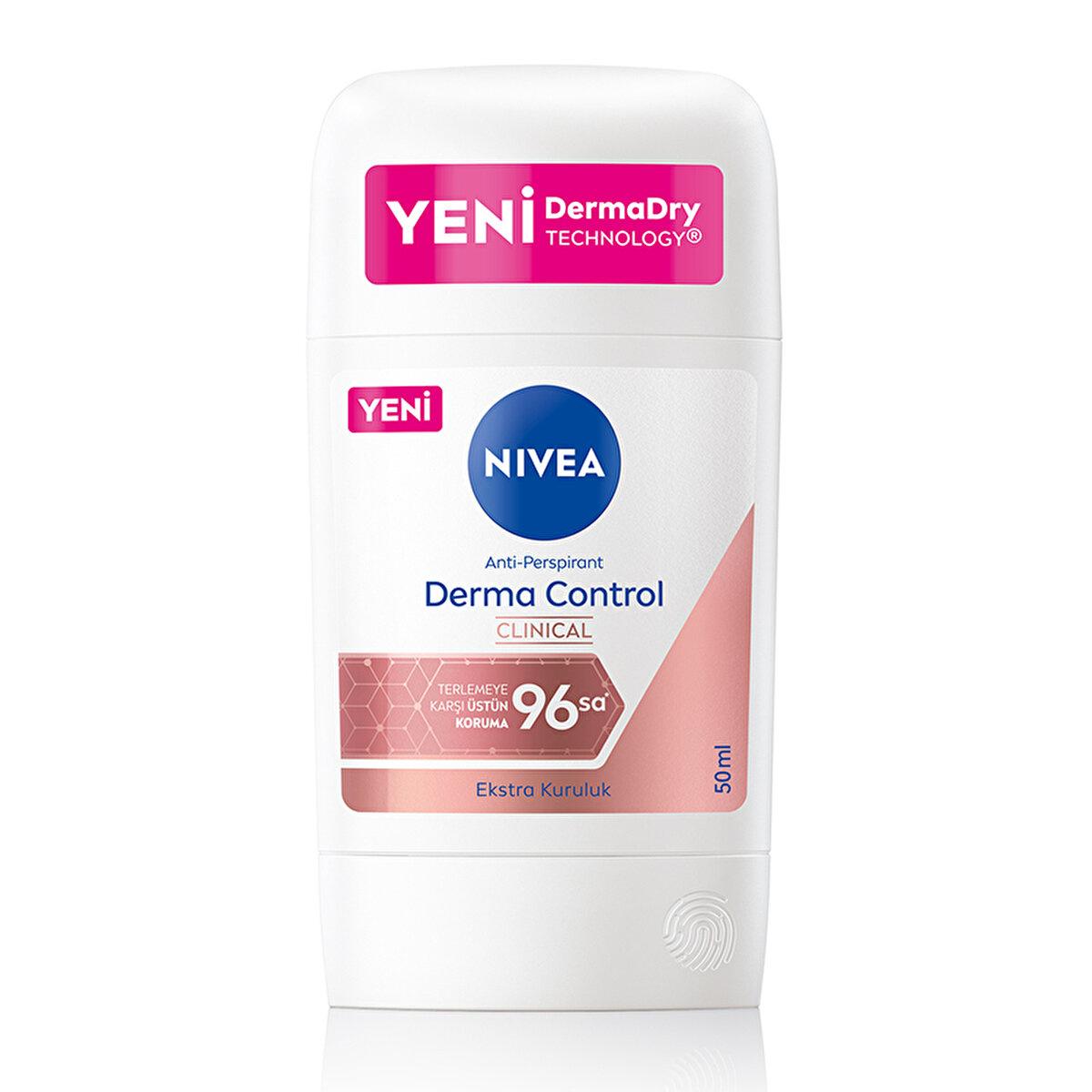 Nivea Derma Control Clinical Women's Deodorant Stick - Long Lasting Anti-Perspirant Protection, 50ml