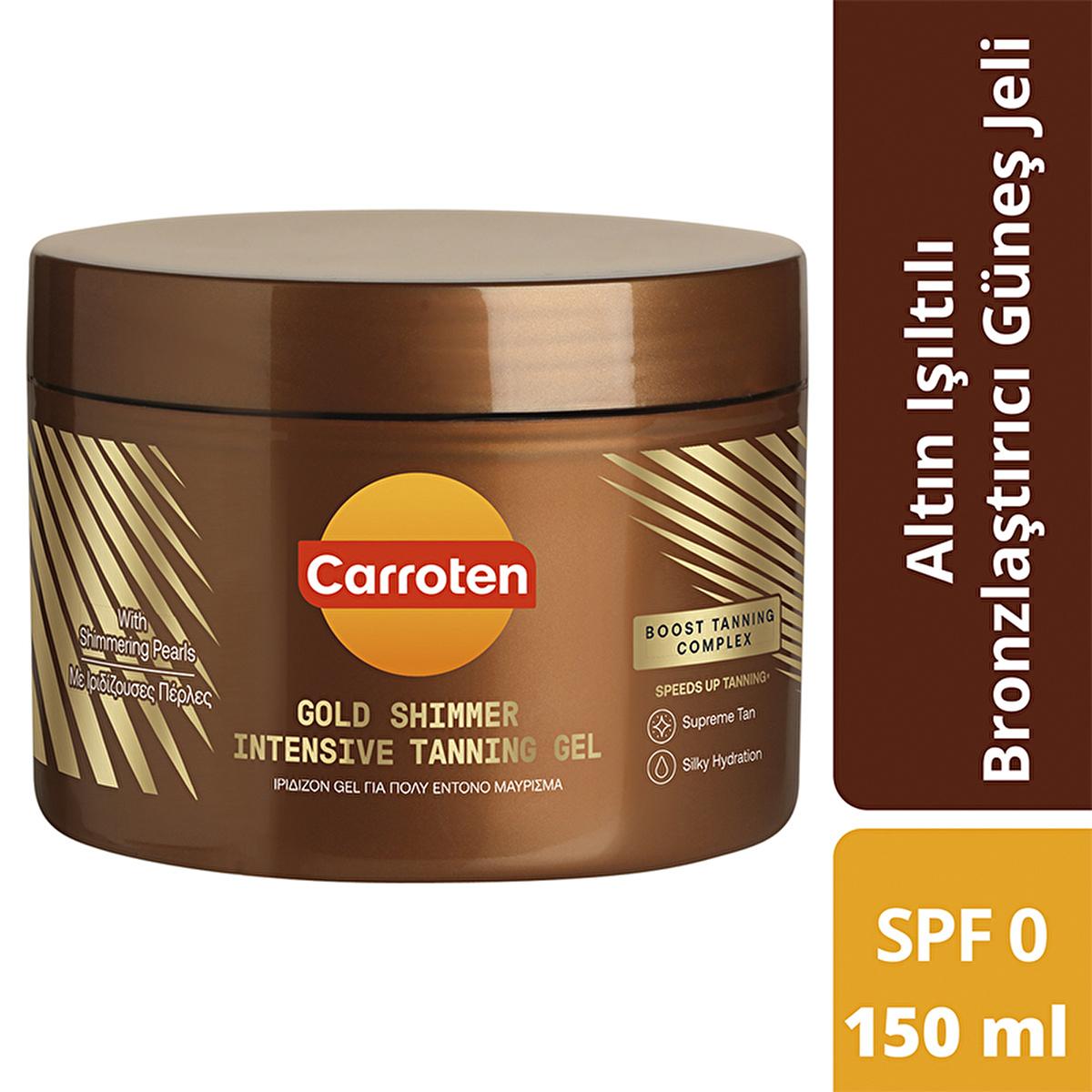 Carroten Gold Shimmer Tanning Gel SPF 0: Achieve a Deep, Radiant Bronze with Carrot & Coconut Oils | Moisturizing Sun Tanning Lotion