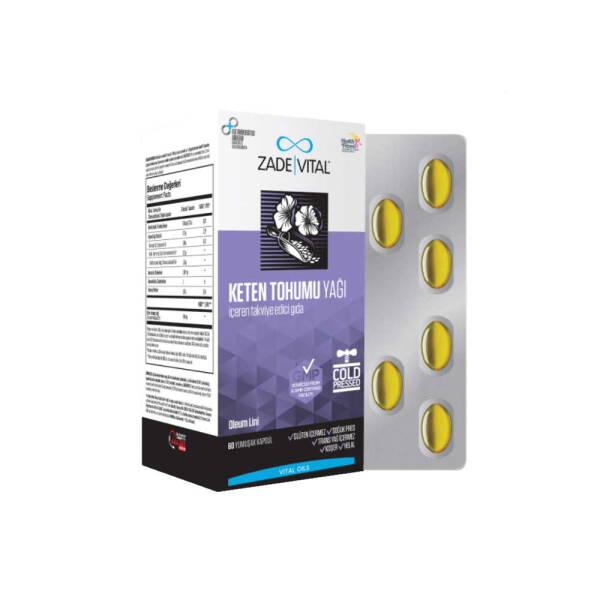 Zade Vital Cold-Pressed Flaxseed Oil Capsules - 625mg, 60 Count - Omega Fatty Acids Support