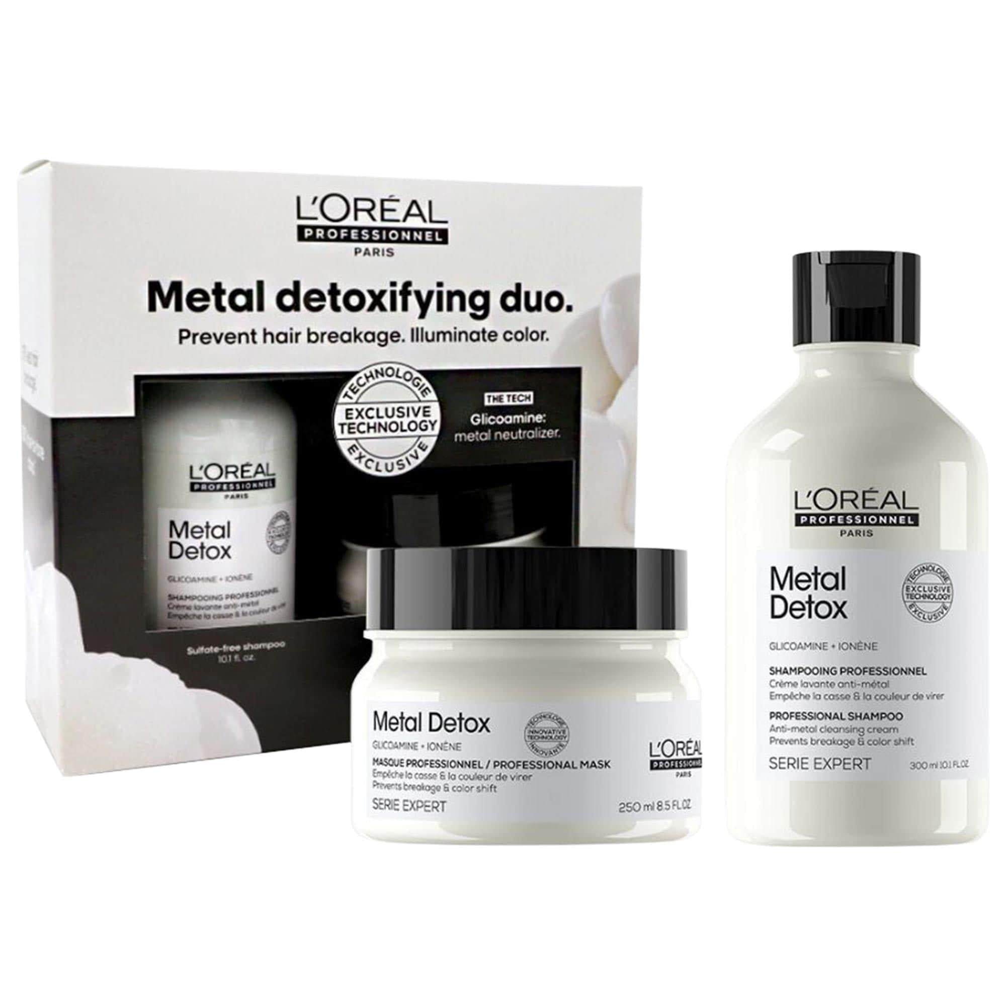 L'Oréal Professionnel Metal Detox Shampoo & Mask Value Set: Sulfate-Free Hair Detox for Color Protection, Breakage Reduction & Enhanced Shine