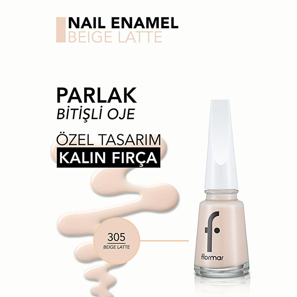 Flormar Beige Latte Nail Polish - High Pigment, Long Lasting, Chip Resistant - Salon Quality Manicure at Home