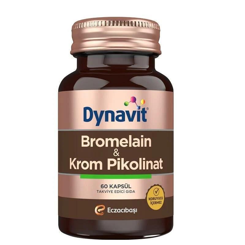 Dynavit Bromelain Chromium Picolinate Dietary Supplement for Digestive Health - 60 Capsules