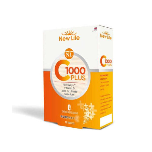 New Life C 1000 Plus Vitamin C Supplement with Zinc, Vitamin D, and Selenium - 30 Tablets for Immune System Support