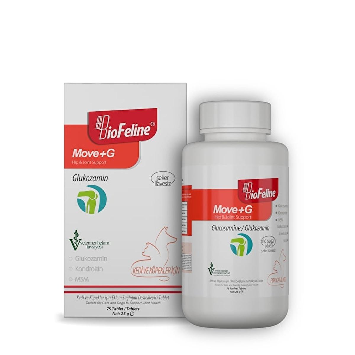 Biofeline Pet Joint Supplement for Cats and Dogs - 75 Tablets, Glucosamine, MSM, Vitamin C, Hyaluronic Acid